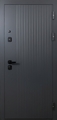 Квартирная дверь с серым полимерным окрашиванием и выдавленным рисунком