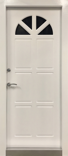 Красная дверь «термо» со стеклом